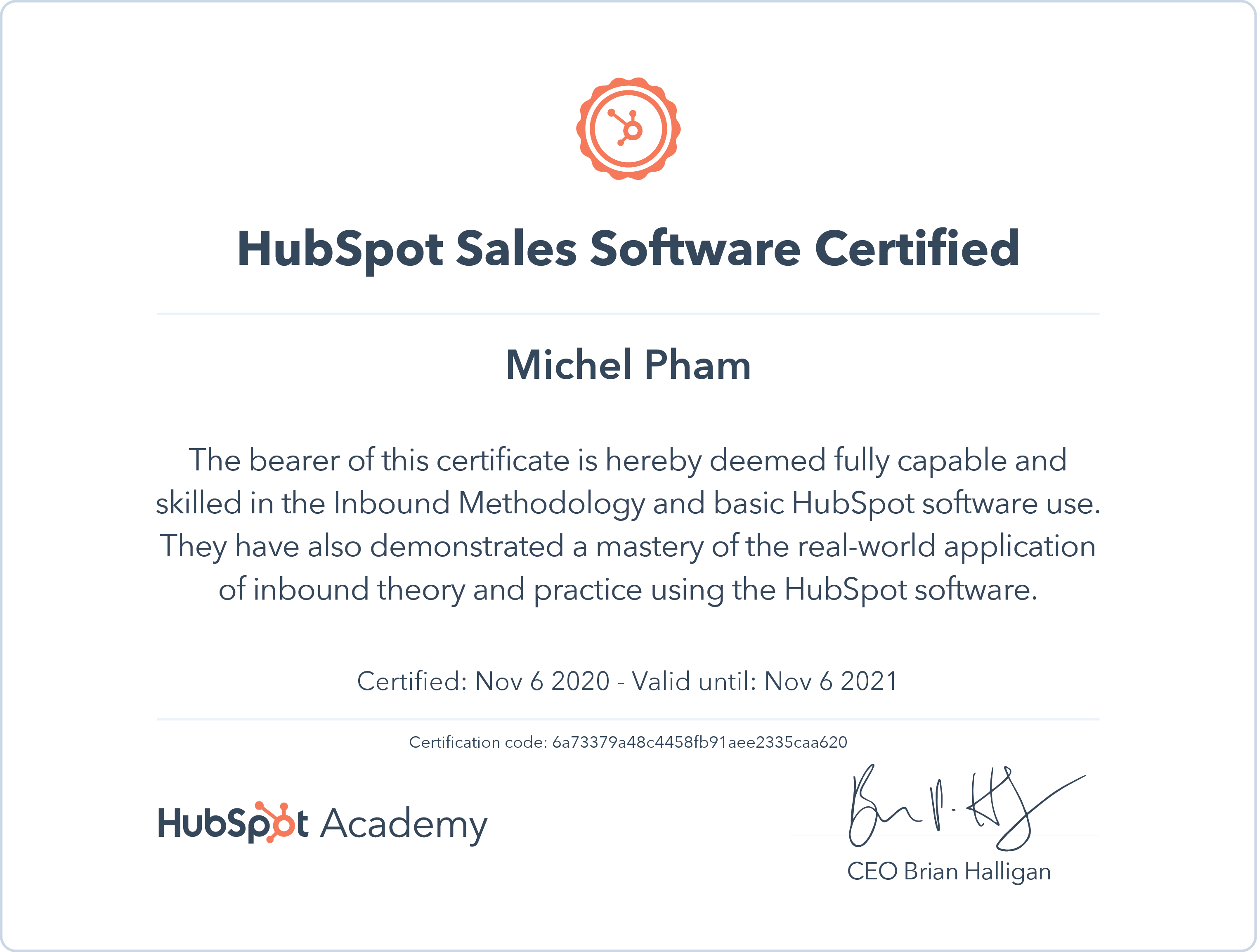 HubSpot Academy - HubSpot Sales Software Certificate